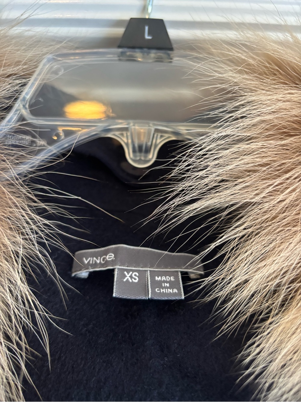 Vince Navy Wool Peacoat with Coyote Fur Removable Collar - Picture 4 of 5